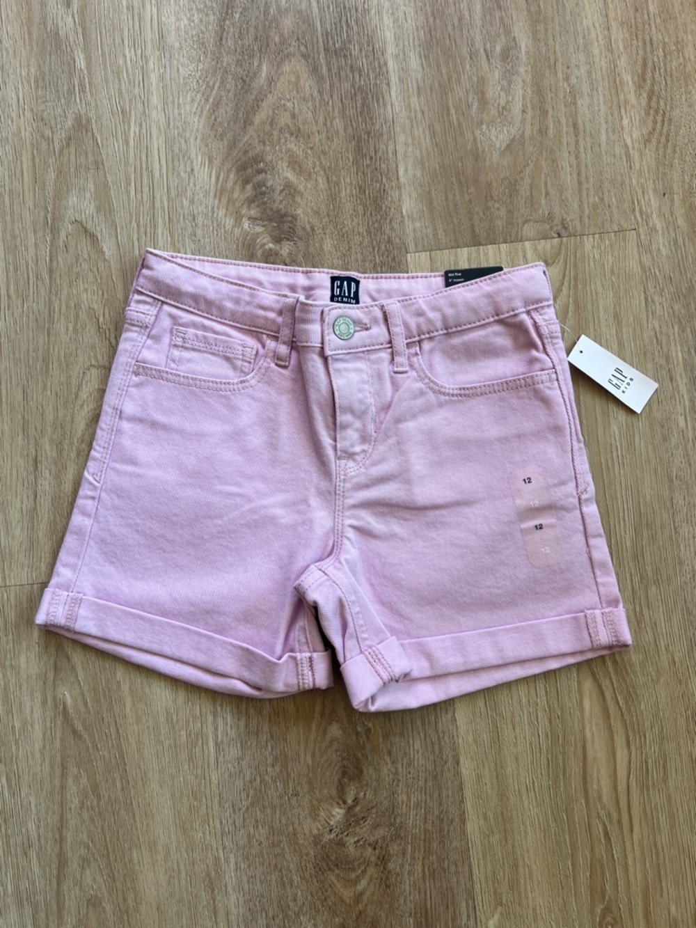 GAP Pastel Pink Denim Cuffed Kids Shorts